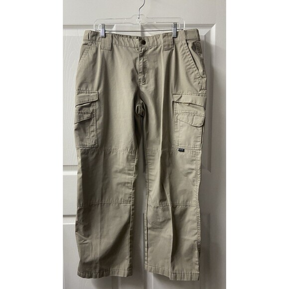 True Spec Womens Cargo Pants Khaki Plus 14 Straight Leg Utility Work Ripstop Euc - Picture 1 of 11